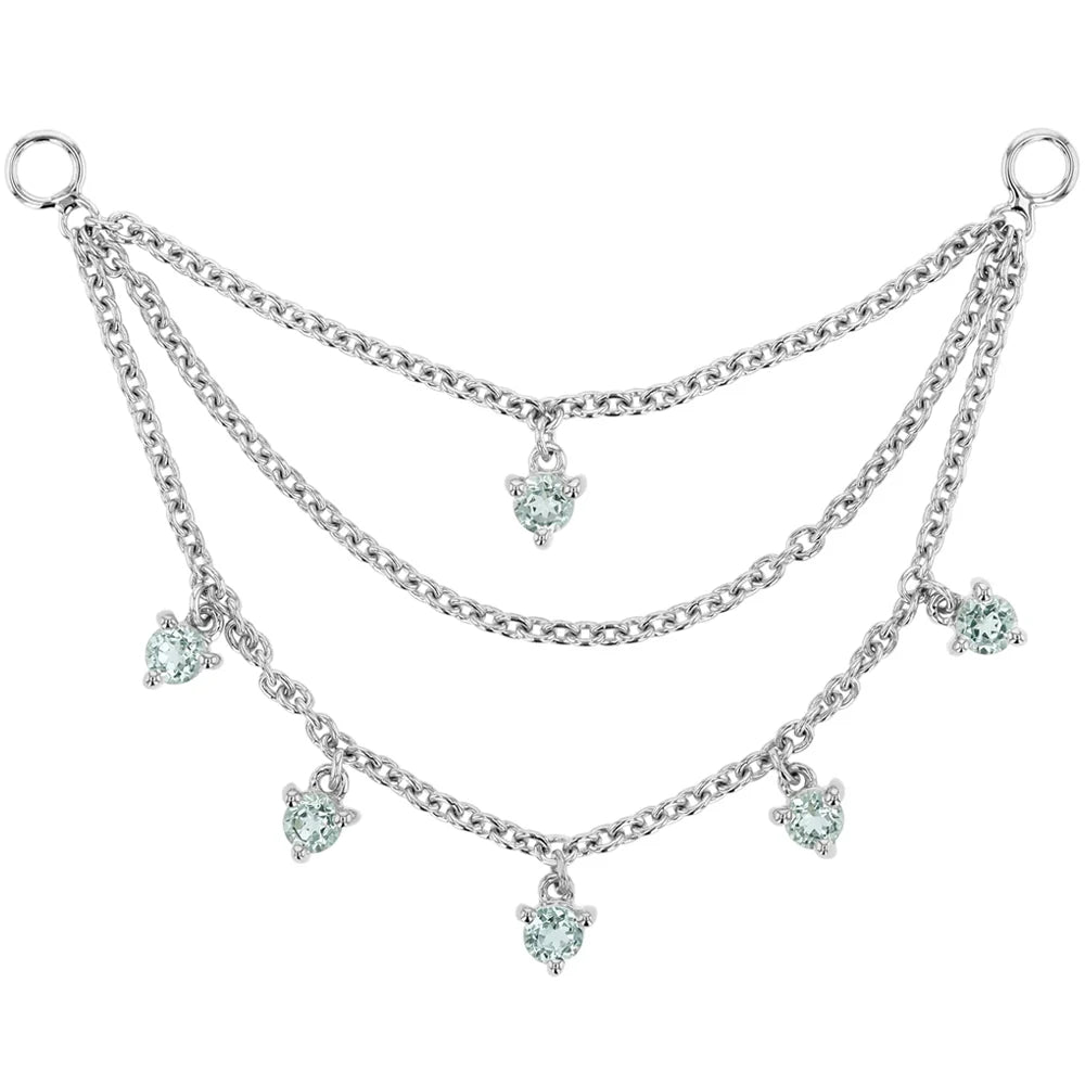 Tripple Layer Chain with Round Dripping Gemstone - Modern Mood