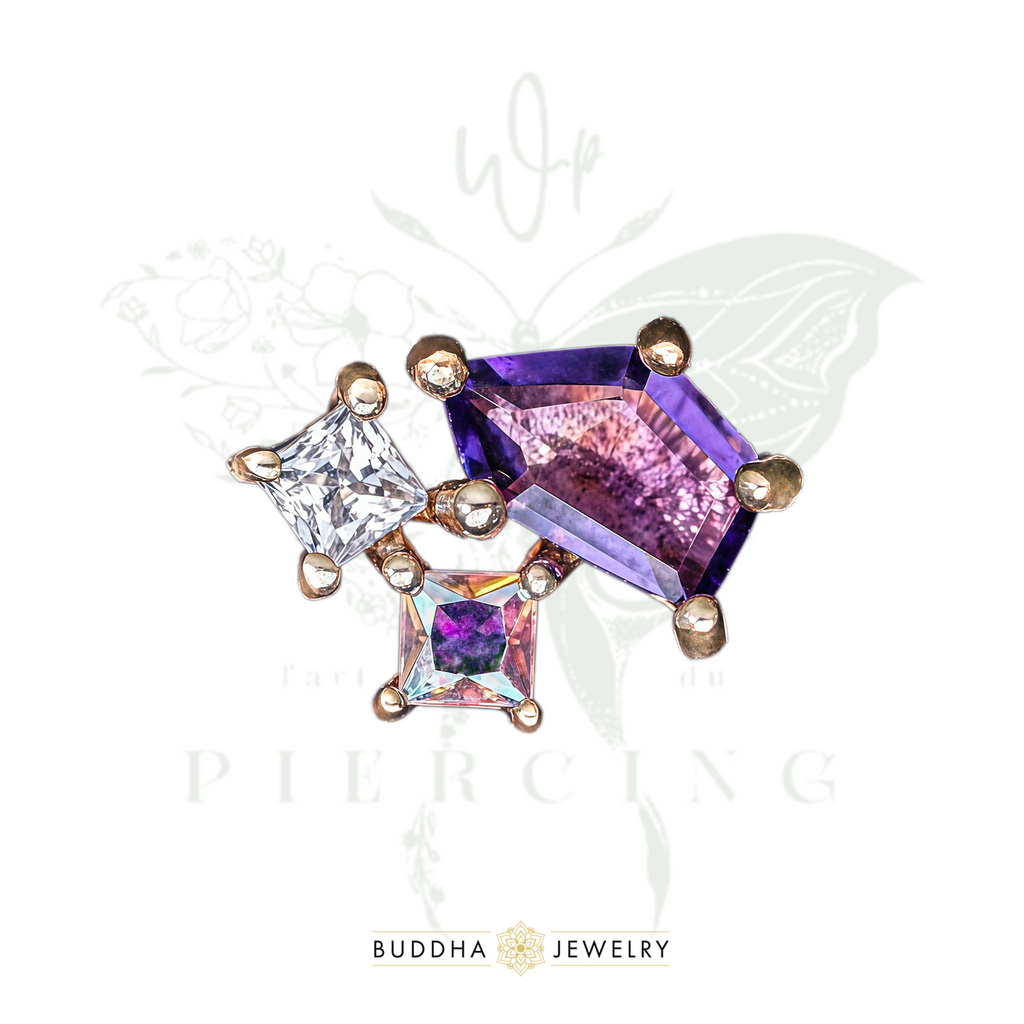 Lyra (Amethyst + Mecury Mist Topaz + CZ) - Buddha