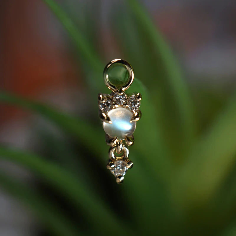 "Leia" Charm with Diamond Drop-Faceted Gemstone - Modern Mood
