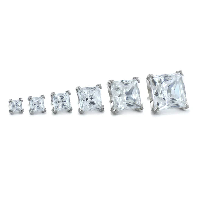 Titanium Princess Cut Prong Set Gem (3mm) - Neometal