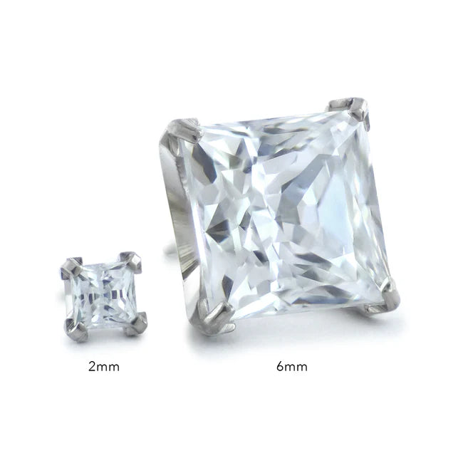 Titanium Princess Cut Prong Set Gem (3mm) - Neometal